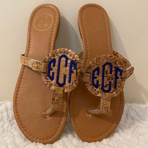 Lexi York Removable Navy Blue Monogrammed Sandals